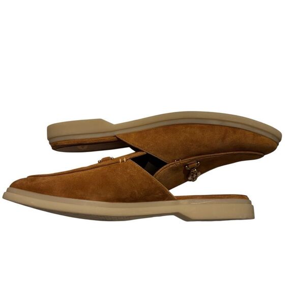 Sam Edelman Kira Bit Brown Leather Suede Mule Loafers with Gold Accent 9.5M - Picture 6 of 10